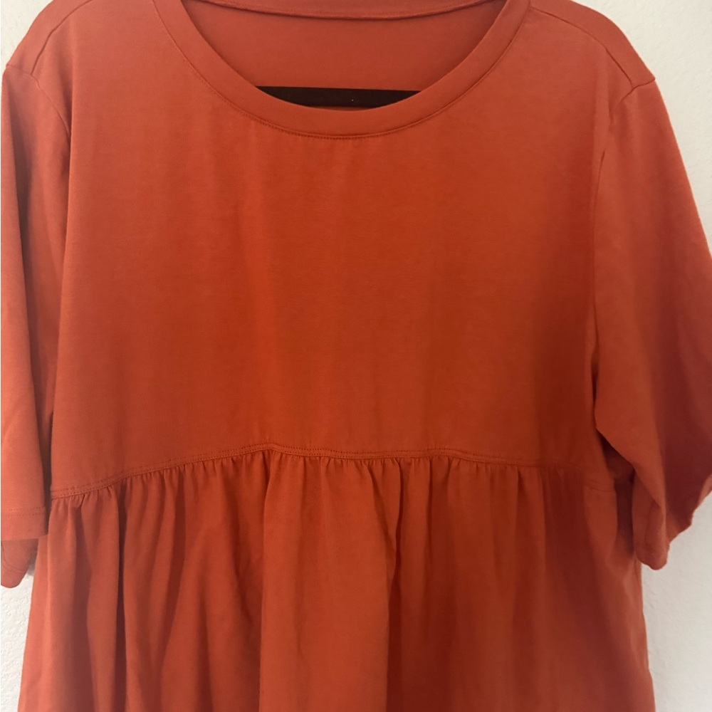 Women's Plus Size Orange Babydoll Top Size X Large - Picture 2 of 3